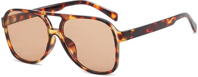Techsuit 98061 Sonnenbrille Aviator, Vollrand, Kunststoff, Unisex, Braun Beige Orange - Bild 1