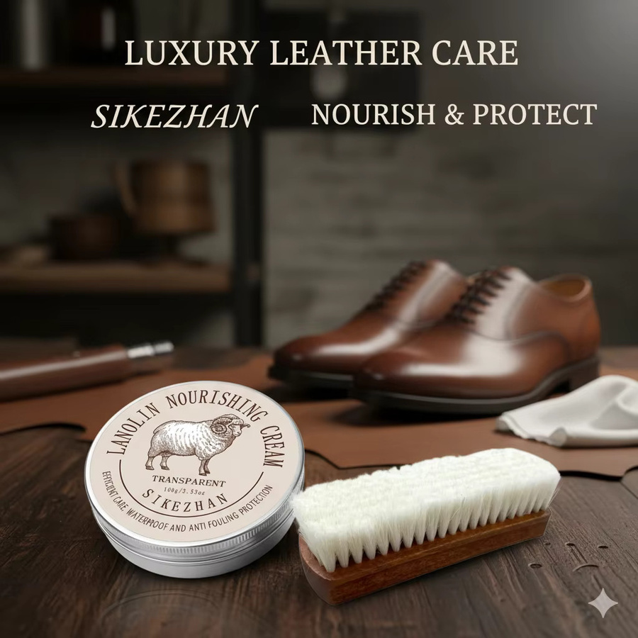 VIE LENTE Reinigungswerkzeug-Set für Leder und Wolle mit Pflegecreme, Schaföl und Polierbürste - Bild 4
