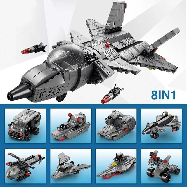 Binchi Keji Travel Militär Angriffsjäger Bausteine, 510-teiliges Set, grau, ab 6 Jahren - Bild 1
