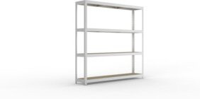 Meta Speed Rack Weitspannregal verzinkt mit 4 Fachebenen und Spanplatten, Farbe: silver, B/T/H: 197 x 40 x 200 cm - Bild 1