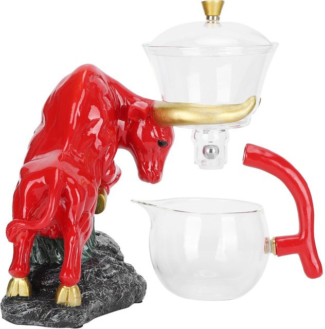 Aimo Kungfu Teetassen Set aus Hochborosilikatglas mit Teekanne und Teebereiter in Rot - Bild 1