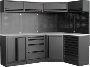 Kraftwerk Mobilio 4er Kombi Küchenmöbel-Set aus Edelstahl in Grau, bestehend aus Unterschrank, Eckschrank und Oberschrank, 3964NIX - Bild 1