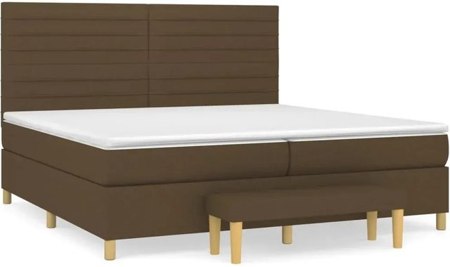 vidaXL Boxspringbett Hybrid mit Matratze und Kopfteil Dunkelbraun B/T/H: 200 x 200 x 128 cm - Bild 1