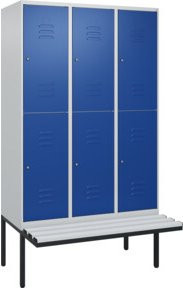 C+P Doppelstock-Spind Classic PLUS Sitzbank mit 3 Abteilen, auskragendes Design, Kunststoff-Sitzfläche, B/T/H: 212 x 120 x 81,5 cm - Bild 1