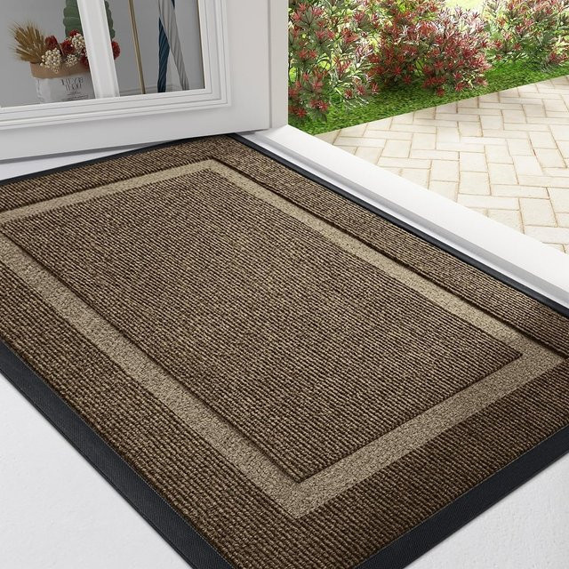 Wasserdichte und rutschfeste Fußmatte JGJG in Braun für Eingangsbereich und Terrasse, B/T: 60 x 40 cm - Bild 1