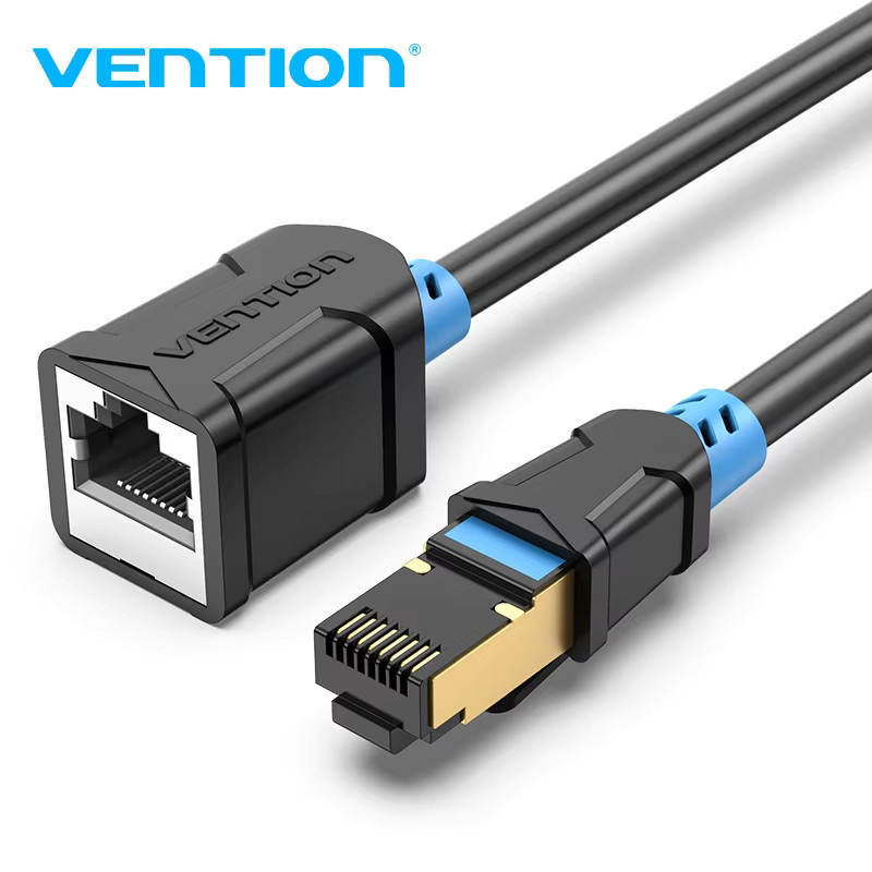 Vention Ethernet-Verlängerungskabel Cat6 SFTP RJ45 auf Buchse, Netzwerkadapter für Gaming PC, Laptop und Router, Schwarz - Bild 5