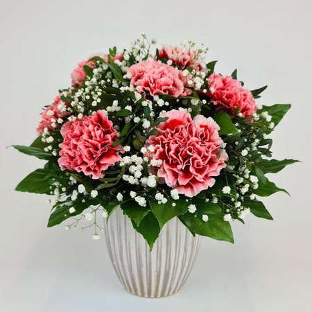 Blumenstrauß Pink Nelken Greenery