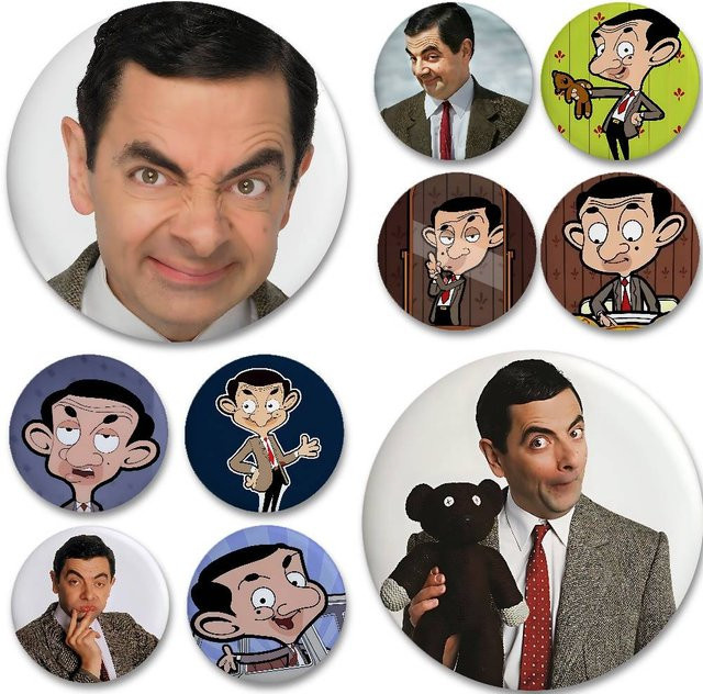 52TOYS Brosche, Mr. Bean T Abzeichen, Weißblech, Metall - Bild 1