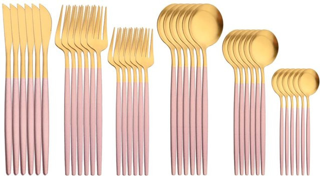 Zoseil Besteckset aus Edelstahl in Rosa Gold, 36-teiliges Set für 6 Personen, mattiert - Bild 1