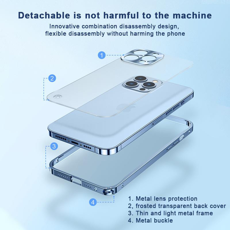 DUODUO 3C Handyhülle mit Metallrahmen und Objektivschutz für iPhone 11 bis iPhone 17 Pro Max aus Aluminiumlegierung in Silber - Bild 3