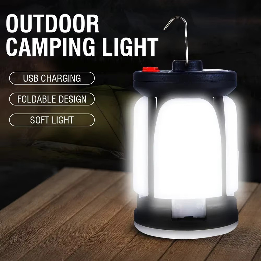 XIWANGFIRE LED Camping Lampe mit Solar und USB, Schwarz, Weiß, Aufhängbare Notfall-Laterne für Zelt, Garten und Reise - Bild 3