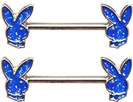 FOXANRY Jewelry Nippel Piercing Ring, Edelstahl, blau, Damen - Bild 1