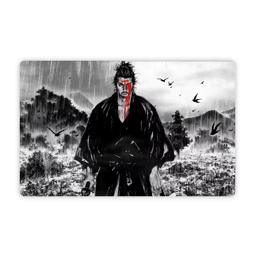 Rutschfeste Anime Vagabond Bodenmatte aus Polyester in Schwarz, rechteckiger Flanell-Teppich für dein Wohnzimmer - Bild 3