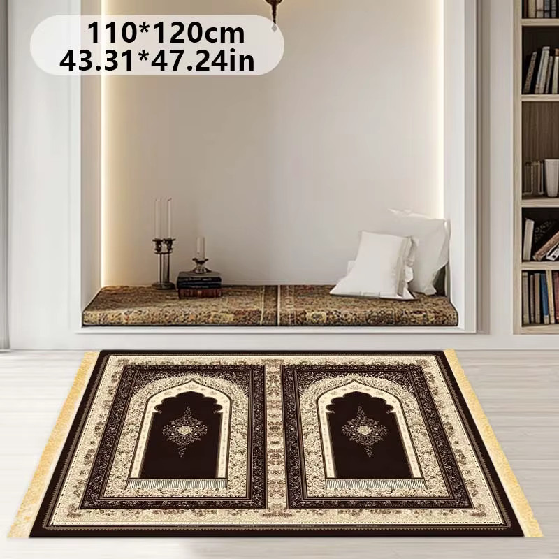 VIKAMA Faltbare Muslimische Gebetsmatte mit Quasten im orientalischen Design für Innen und Außen - Bild 2