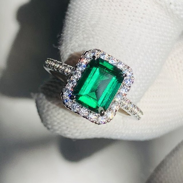 Huitan Ring, grüne Zirkonia, Silber, Damen - Bild 1