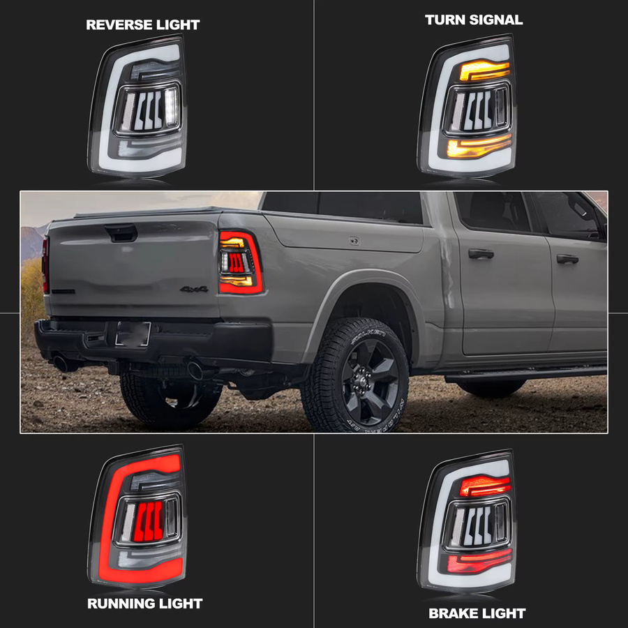 LED-Rückleuchten für Dodge Ram 1500 2500 3500 (2008–2018) mit sequentiellen Blinkern der 4. Generation in Transparent - Bild 2