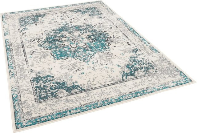 Pergamon Designer Teppich Pop-Vintage in Blau und Creme, B: 200 cm, T: 290 cm - Bild 1