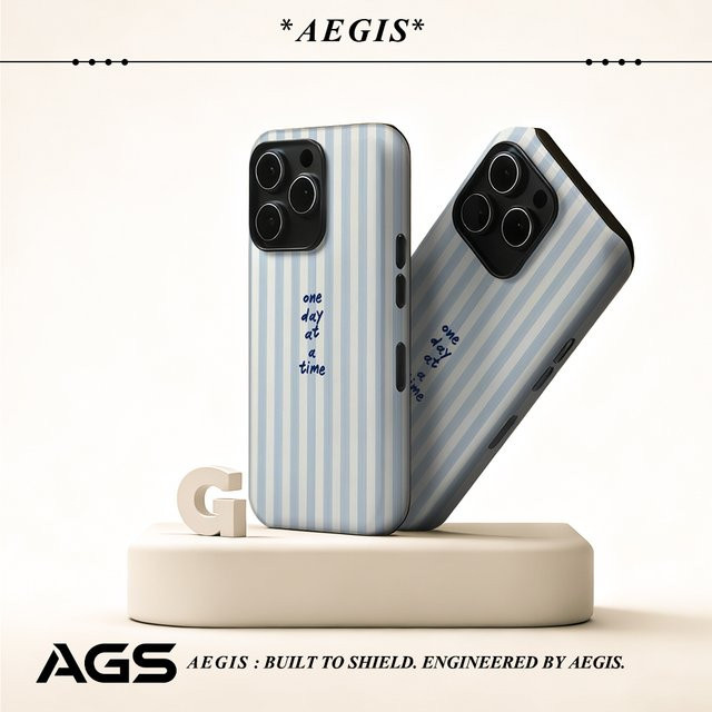 Robuste doppelschichtige Magnet-Handyhülle mit hellblauen Streifen für iPhone 17 16 15 14 13 Pro Max Plus von Potdemiel - Bild 1