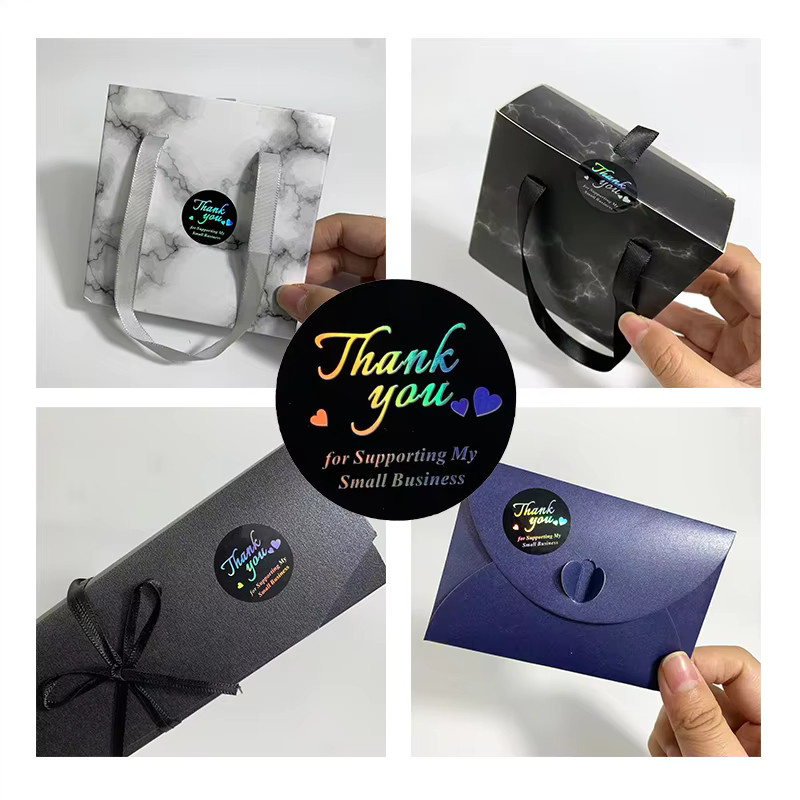 Wasserdichte runde Laser-Regenbogen Dankeschön Siegelaufkleber in Multicolour für Verpackungen und Umschläge - Bild 5