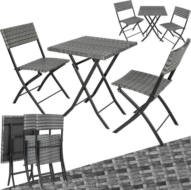 tectake Rattanset Trevi für 2 Personen aus Polyrattan in Grau - Bild 1