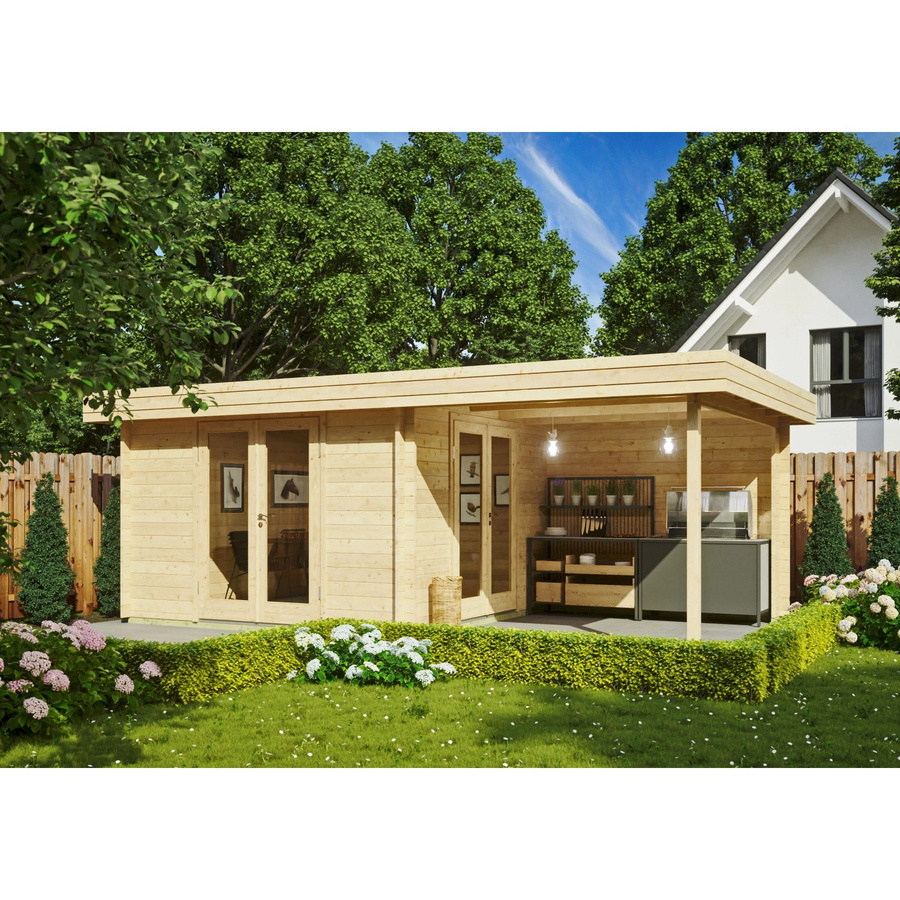 Fjordholz Gartenhaus Modell Ranja 44 Log Cabin Unbehandelt in Beige - Bild 2