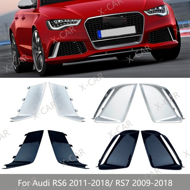 Front Stoßstange Nebellicht Abdeckung Rahmen für Audi RS6 und RS7 2009-2018 in Silber - Bild 1