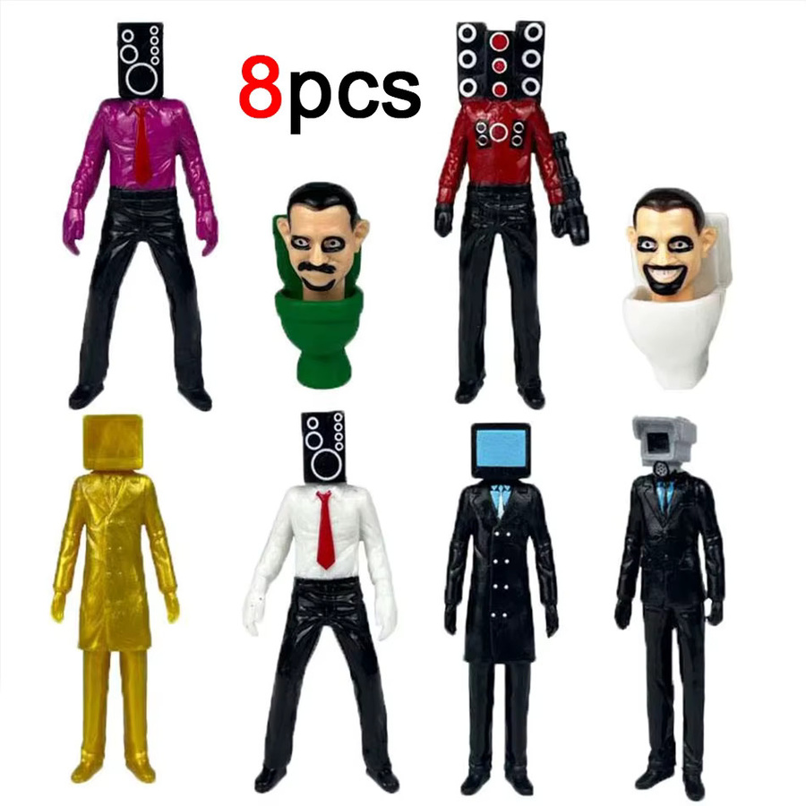 Bandai Skibidi Toilet Man Figuren, Bausteine Modell Spielzeug, 6-teiliges Set - Bild 3