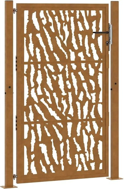 vidaXL Gartentor aus Verwitterungsstahl in Braun mit Trace-Design, B: 110 cm, H: 155 cm - Bild 1