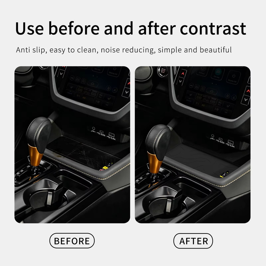 LUCKEASY Kabelloses Ladepad für Subaru Forester 2026, Rutschfeste Handy-Ladematte für die Auto-Innenausstattung, Schwarz - Bild 4