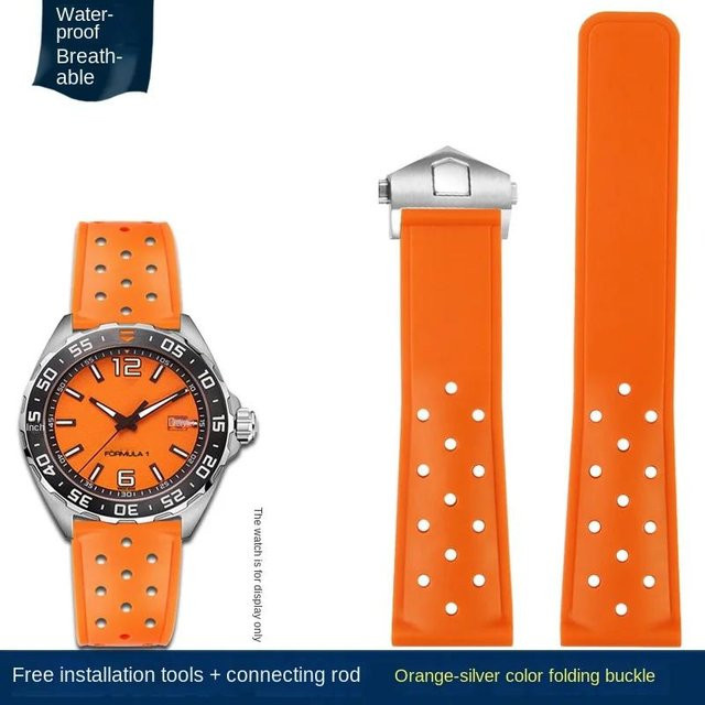 Uhrenarmband Silikon, orange, 22 mm, Herren - Bild 1