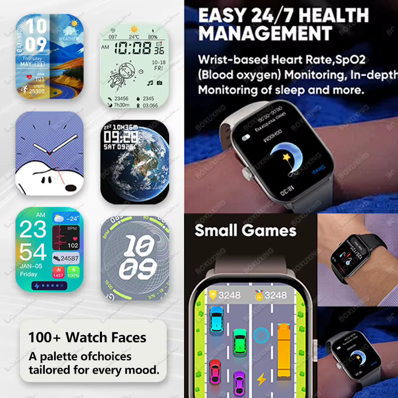 BOXUXING GPS-Tracking Smartwatch mit 2,01 Zoll Ultra HD AMOLED-Bildschirm, Bluetooth-Anruffunktion, Herzfrequenzmesser und Laufverfolgung, Grau, Unisex - Bild 3