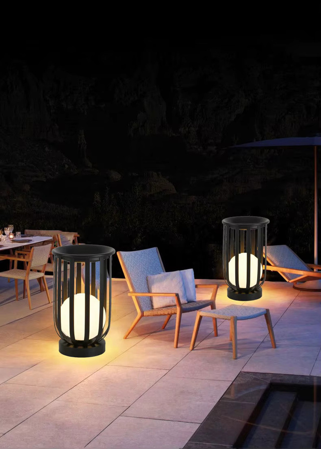 Ynhaw Solar Garten Stehlampe aus Metall in Schwarz für Terrasse und Garten - Bild 3