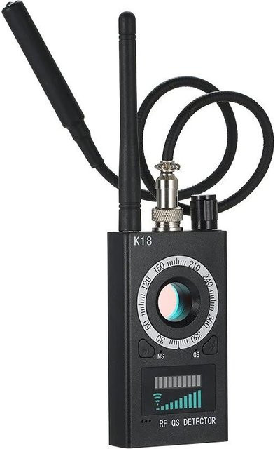 LS VISION K18 Anti-Versteckte Kamera-Detektor und Abhörfinder mit RF-Signallinse und GPS-Tracker in Schwarz mit EU-Stecker - Bild 1