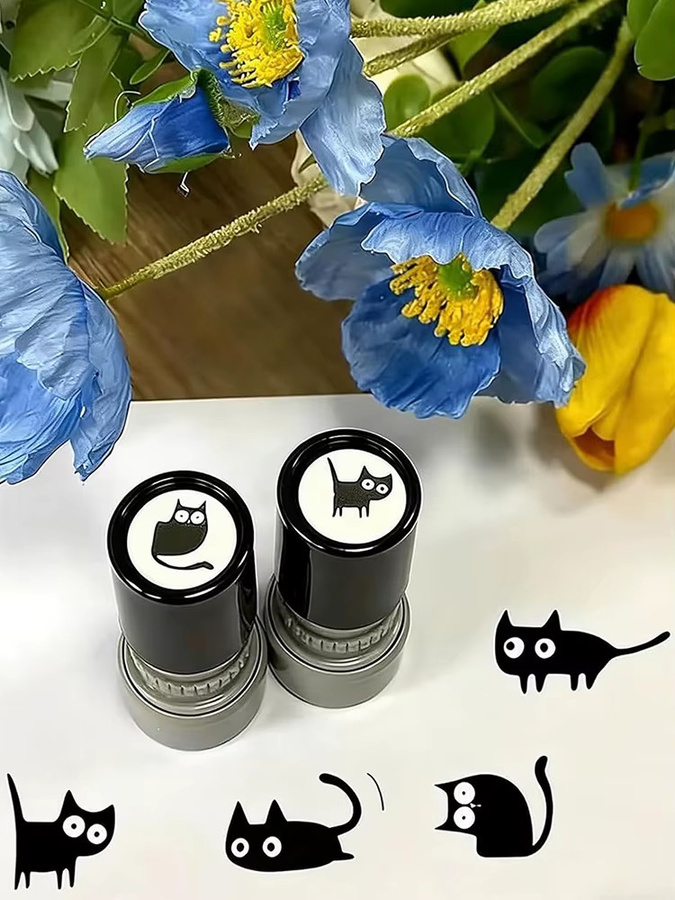 Selbststempelndes Mini-Kätzchen-Stempelset aus Kunststoff in Schwarz für Tagebücher, Scrapbooks und Karten - Bild 4