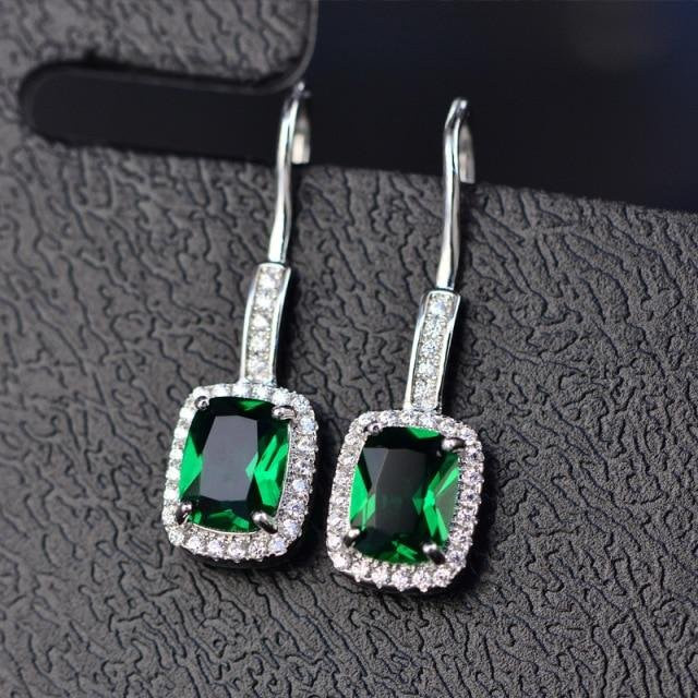 Onerain Hakenohrringe 925 Silber, Smaragd, Citrin, Saphir, grün, Damen - Bild 1