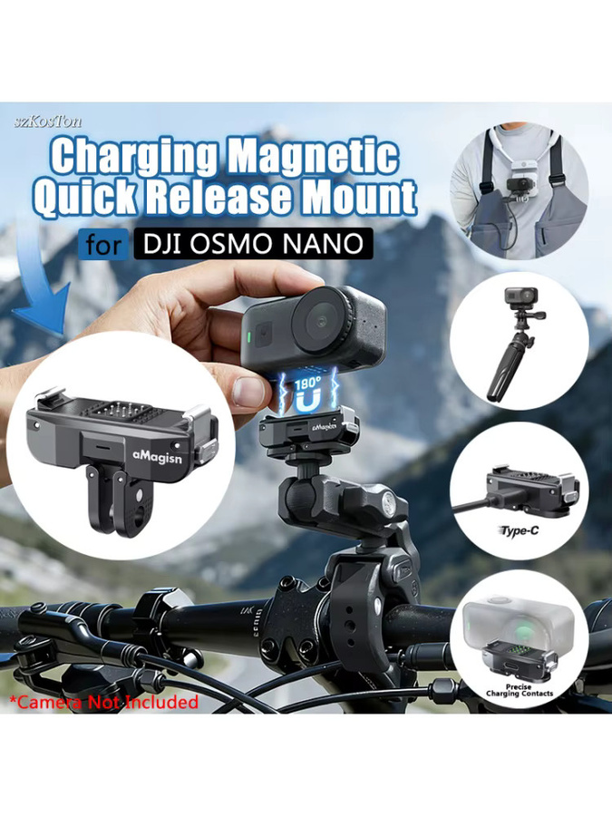 DJI NANO Magnetische Schnellverschluss-Ladeadapterhalterung mit zwei Klauen in Schwarz für DJI OSMO Nano Multifunktionales Erweiterungszubehör - Bild 7