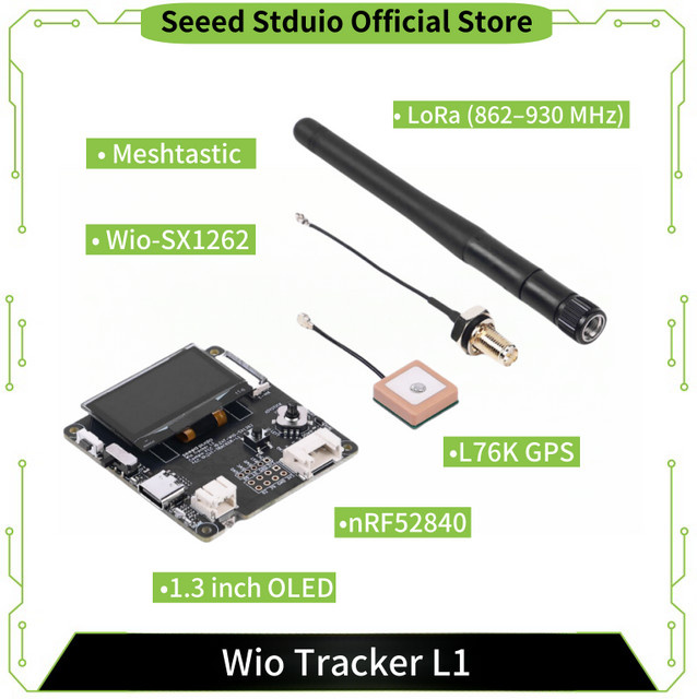 Seeed Studio Wio Tracker L1 Meshtastic Node mit 1,3 Zoll OLED, LoRa, nRF52840 und GPS in Schwarz - Bild 1