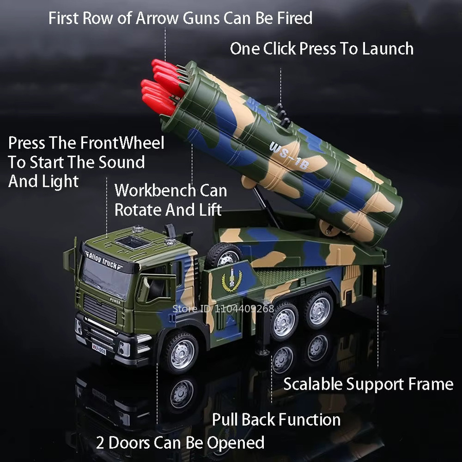 HAOCHI Raketenraketenwerfer, Automodell, Maßstab 1:32, Metall, Pullback - Bild 2