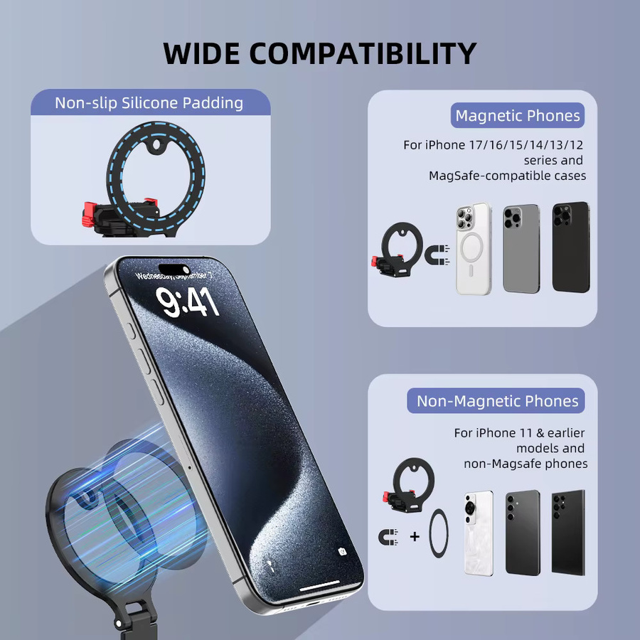 Flymile Magnethalterung in Schwarz für DJI Osmo Action 6/Nano und iPhone 17, 16, 15, 14, 13 mit Magsafe-Adapter und 1/4 Schraubenloch - Bild 4