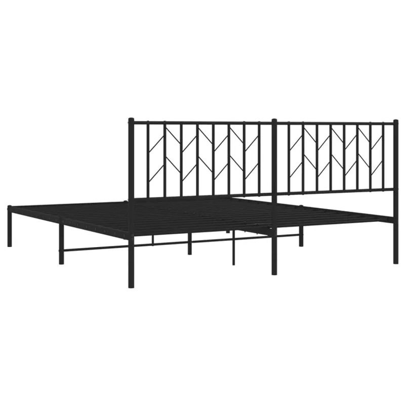 Vidaxl Metall-Bettgestell mit Kopfteil in Schwarz, B/T/H: 183 x 213 cm - Bild 2