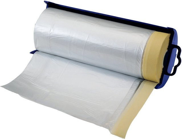 LUX-TOOLS Abdeckfolie transparent mit Klebeband, B: 1,4 m, L: 33 m - Bild 1