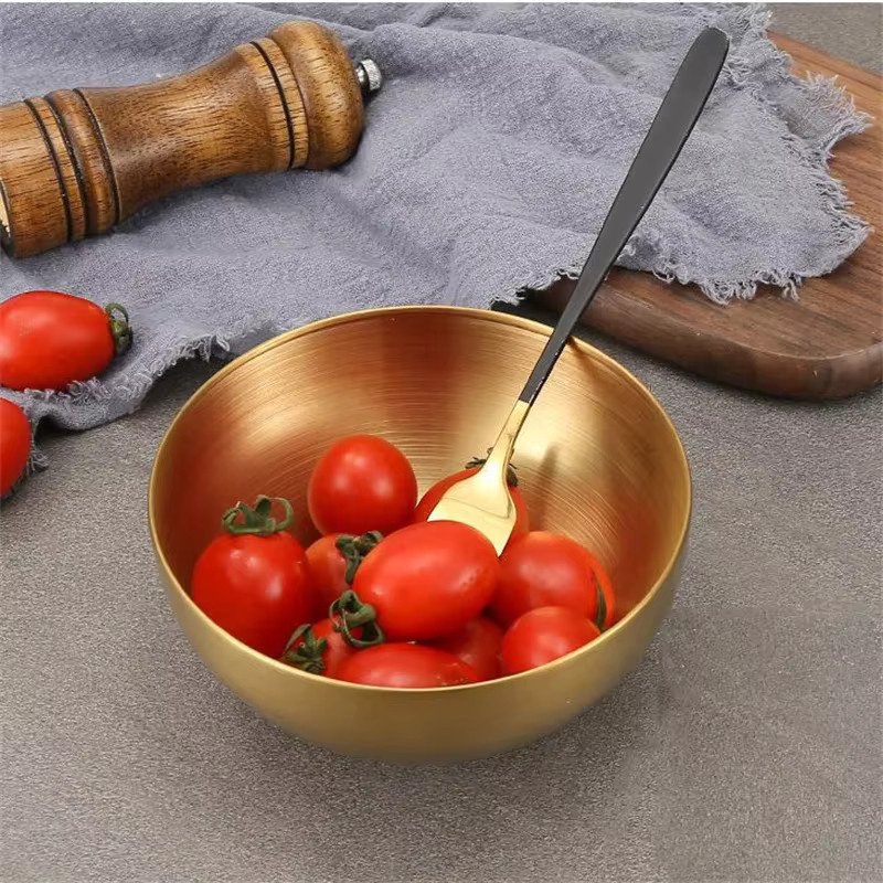 JUSTINLAU Salatschüsseln aus Edelstahl in Silber und Gold, Set für Suppe, Reis oder Nudeln, Durchmesser: 15 cm, 20 cm und 25 cm - Bild 2