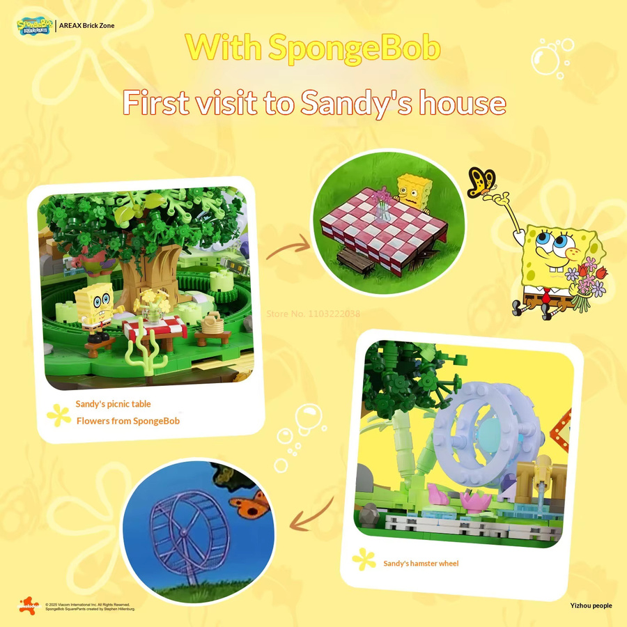 AREAX Spongebob Sandy Cheeks Dome Tree House, Bausteine Set, Montagemodellbausatz - Bild 2