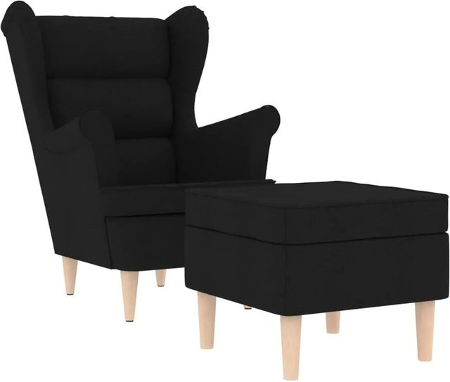 vidaXL Sessel mit Fußhocker in Schwarz aus Stoff mit Armlehnen und modernem Design - Bild 1