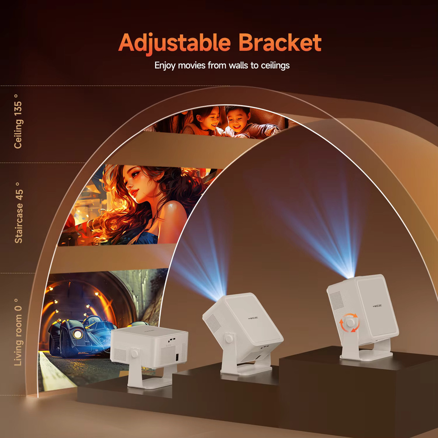 Magcubic HY450MAX Tragbarer Outdoor-Projektor in Weiß mit 1100 ANSI, 1080P Full HD, Autofokus, 8K-Unterstützung, Android 14 und WiFi6 - Bild 6