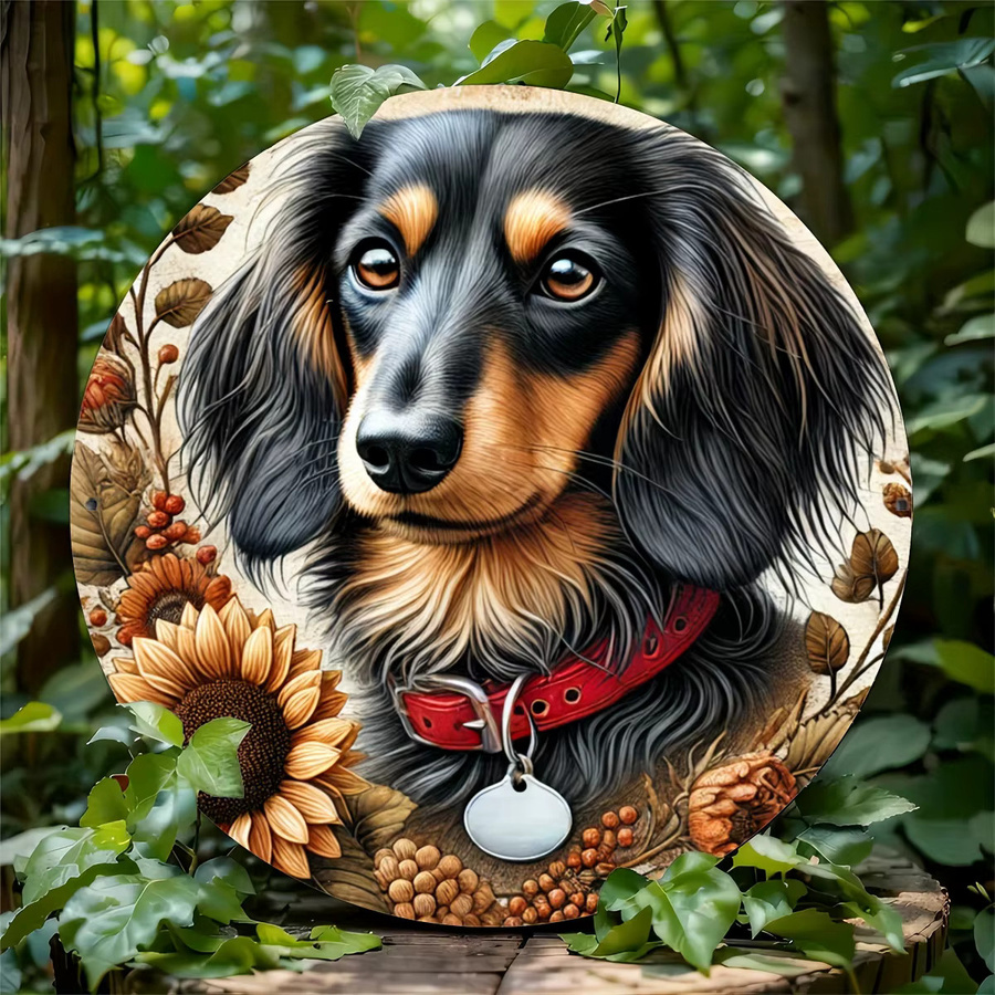 Potdemiel 2D-Dachshund Rundes Metallschild zur Aufhängung, Mehrfarbig, Durchmesser: 20,3 cm - Bild 4