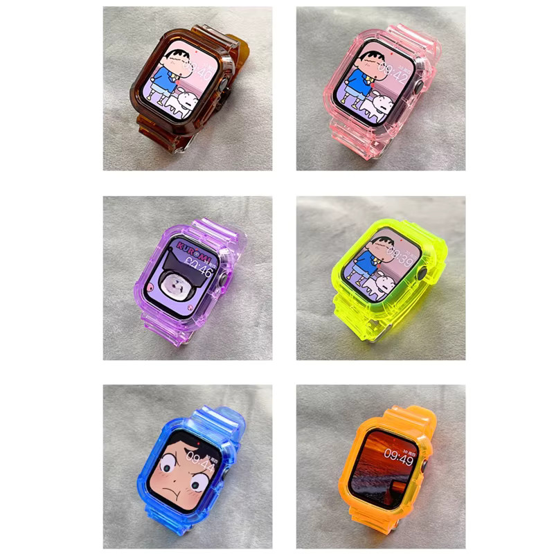 CAOWTAN Transparentes Armband und Hülle für Apple Watch Series 11 10 9 8 7 6 SE, Farbe: Transparent - Bild 3