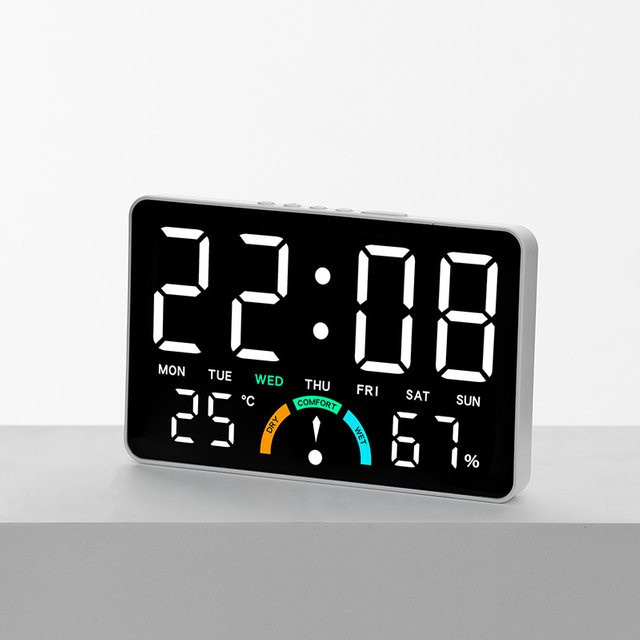 NieNie Digitaler Wecker mit Temperatur- und Luftfeuchtigkeitsanzeige, LED-Tischuhr und Wanduhr mit Dual-Alarm, Snooze-Funktion und dimmbarer Anzeige - Bild 1