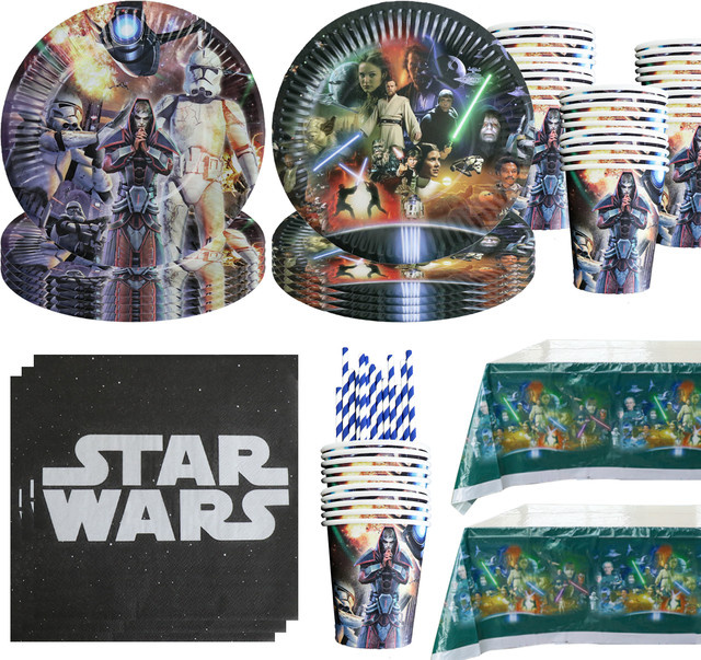 Hasbro Star Wars Einweggeschirr Set mit Yoda Motiv in Multicolor für Kindergeburtstag und Party Deko - Bild 1