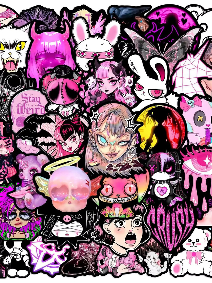 50 Stück GOGOTU Aufkleber im Gothic Horror Stil Lila Wasserdichte Graffiti Sticker für Laptop Skateboard Telefon und Auto - Bild 4